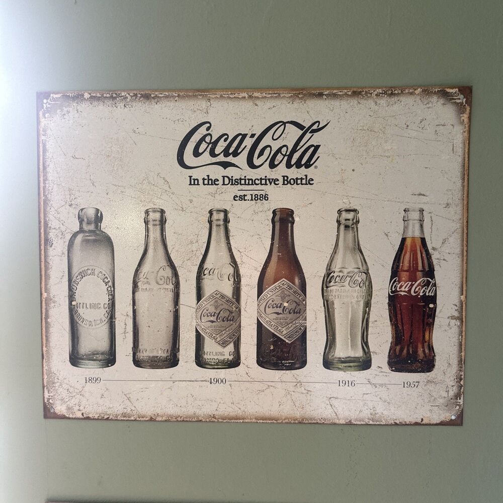 Coca-Cola Bottle Evolution Tin Sign 16x12.5 Made USA Vintage Style Decor